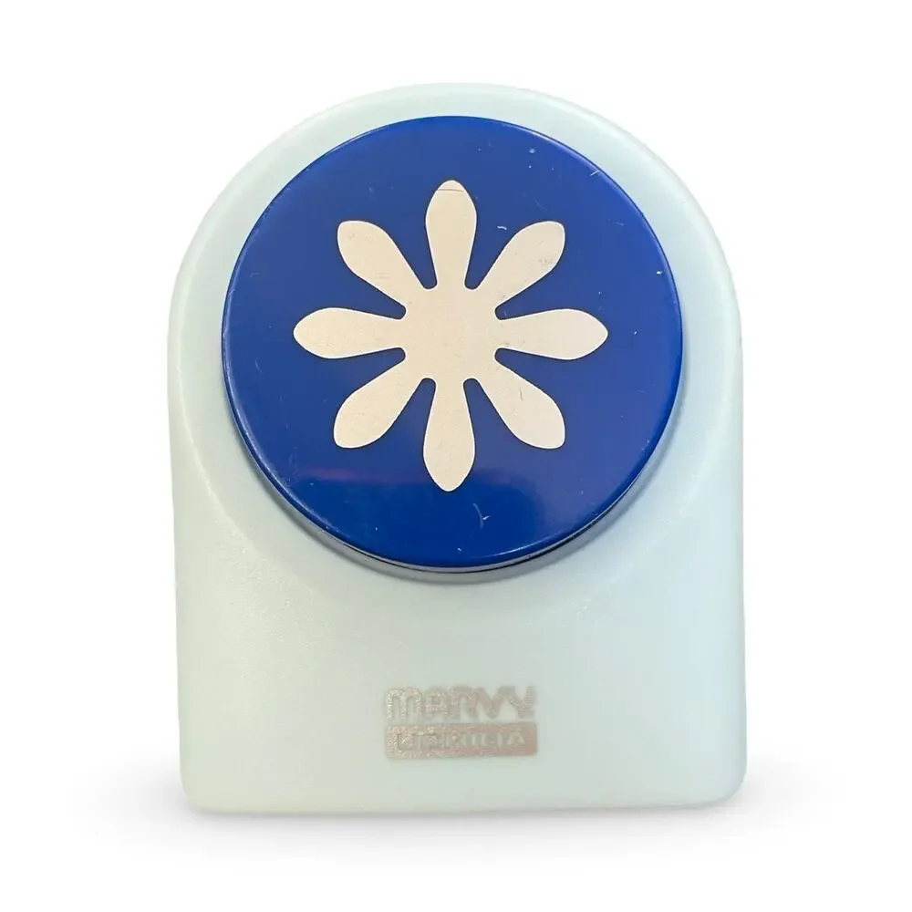 Marvy Uchida Paper Punch Bundle 4 Piece Set Square Flower Tag Shapes Blue Yellow